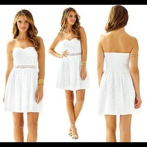 Lilly Pulitzer White Brett Lace Strapless Dress